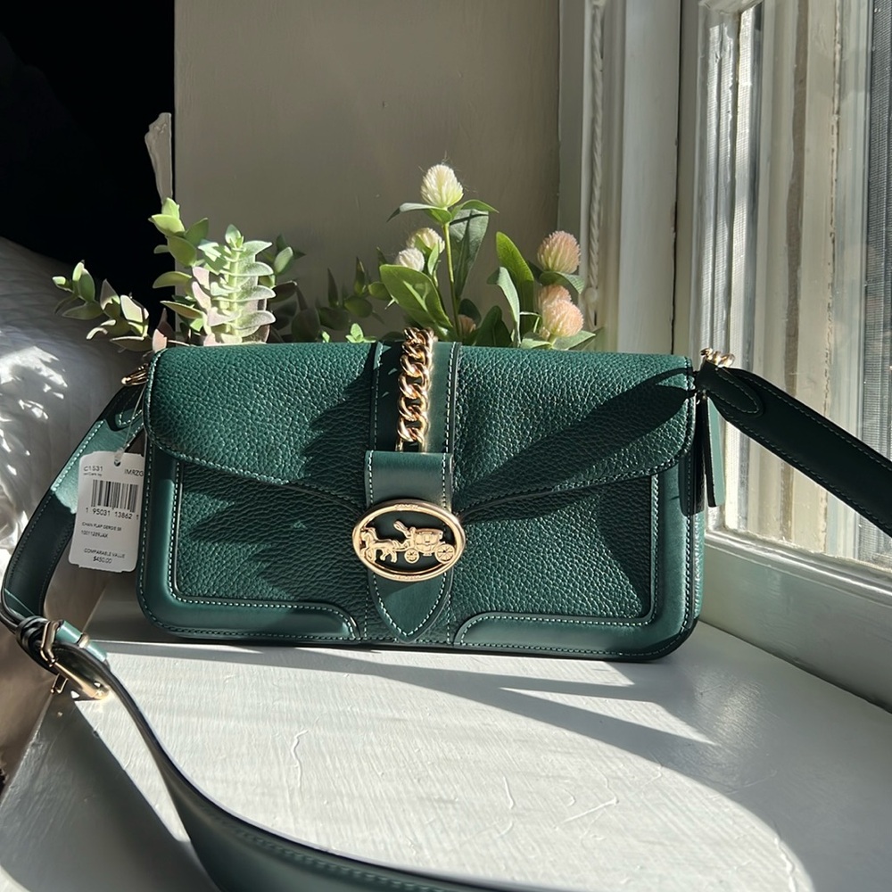 Coach Chain Flap Georgie Shoulder Bag C1531 Dark Ivy
